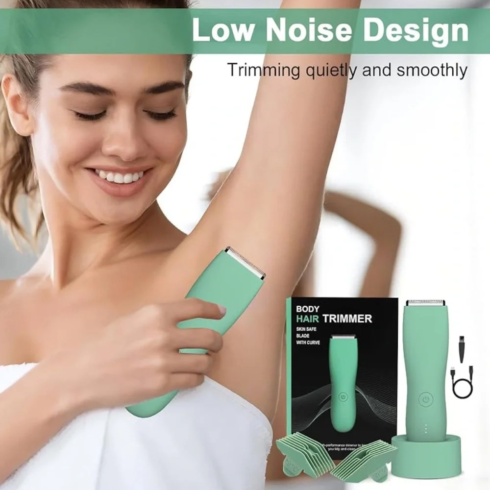 NEW! Hair Trimmer Electric Rechargeable Cordless Waterproof Attachments Green